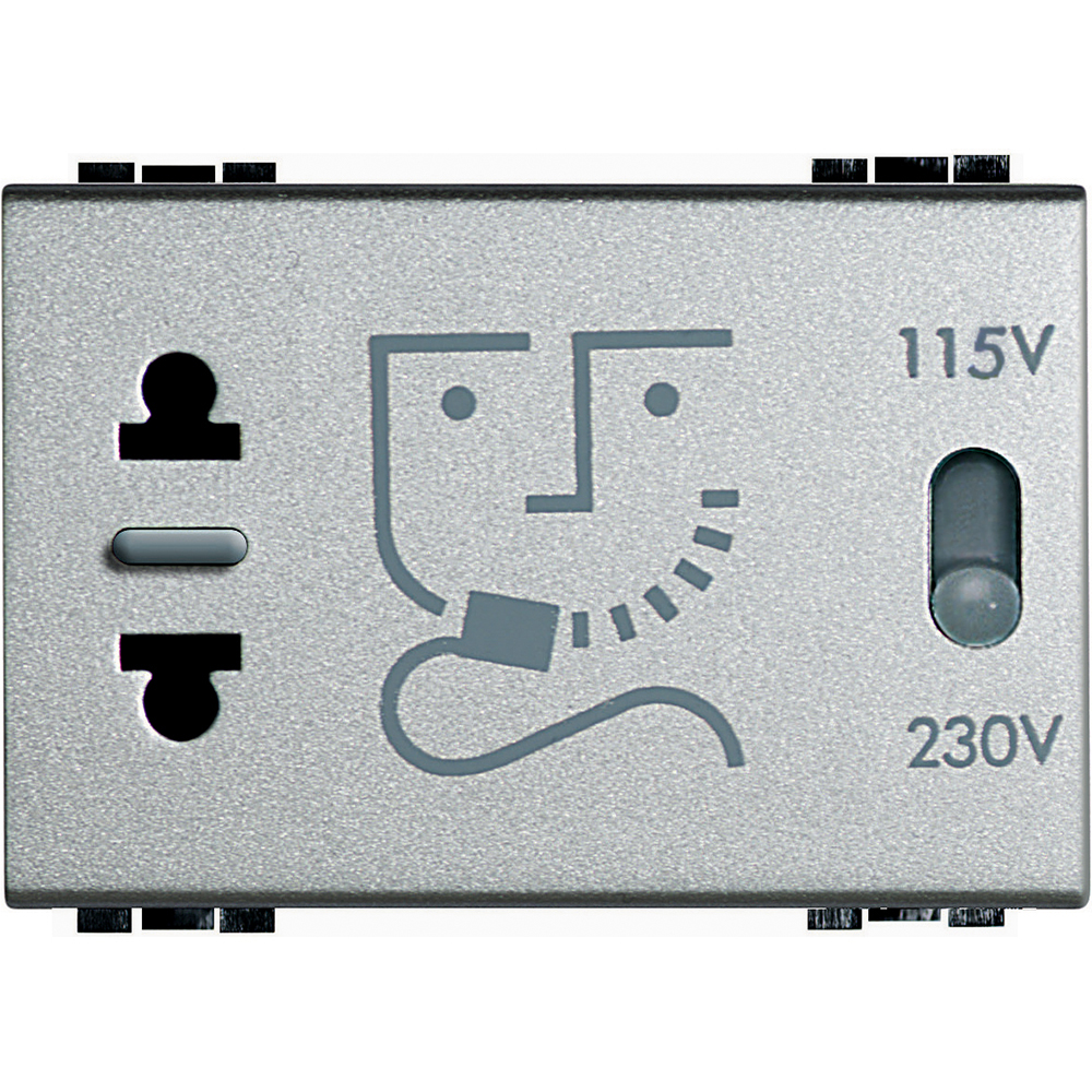 BTICINO NT4177, Living Light Shaver Socket, 230 V, 115/230 V, tech, 3 Modules