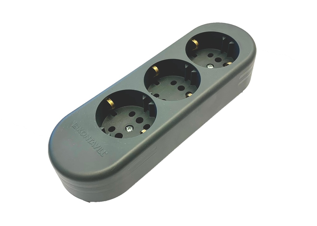 LEGRAND 053471, Block 3 SOCKETS, 2P+E, Anthracite Grey, Without Cable