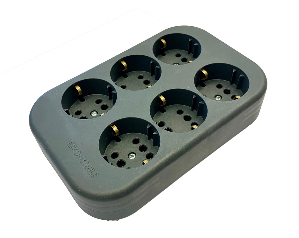 LEGRAND 053474, Block 6 SOCKETS, 2P+E, Anthracite Grey, Without Cable