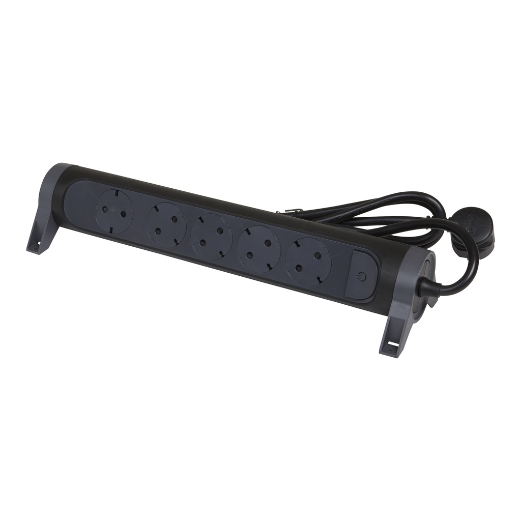 Legrand 694532, Bloc Multipriza Mobil Premium Rotativ 5X2P+T, Cu Intrerupator 1.5 m, Negru