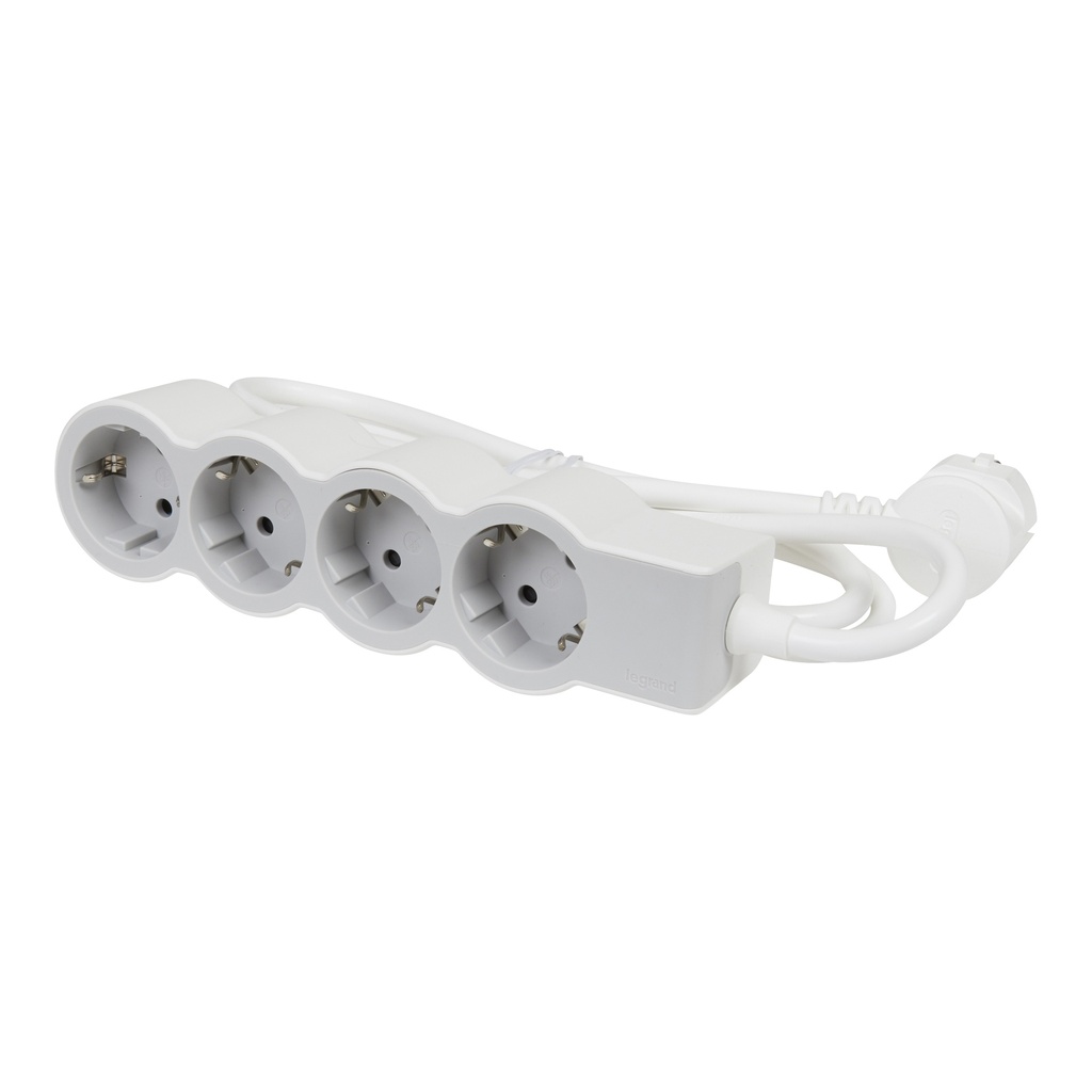 LEGRAND 694552, Mobile Multi, Socket Block Standard 4 x 2P+E 1,5m White, gray