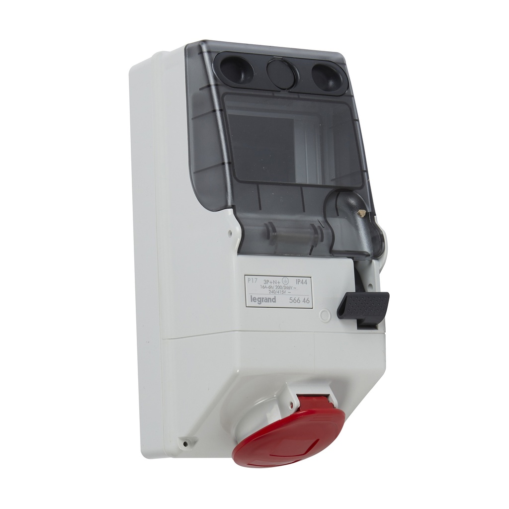 LEGRAND 056646, Combined Unit P17, with Unequipped DIN Rail 125 x 280, IP 44, 380/415 V, 16 A, 3P+N+E