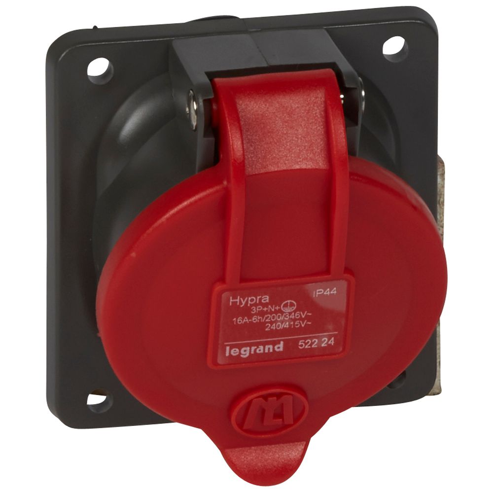 LEGRAND 052224, Hypra Inclined Panel Mounting Socket, IP44, 380/415 V, 16 A, 3P+N+E, plastic