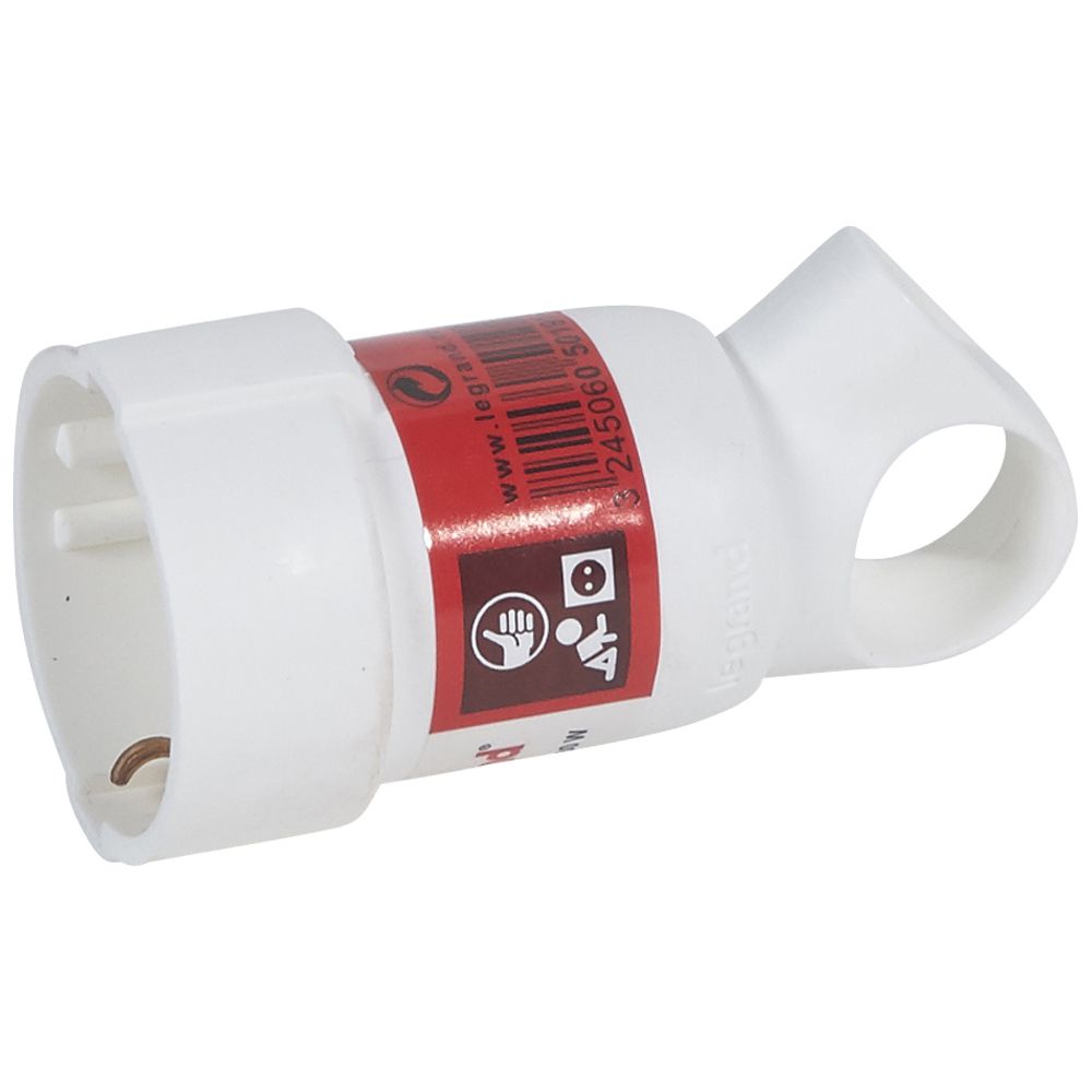 LEGRAND 050191, Mobile Socket 2P+E, 16 A, with Ring, White, with Gencod Labeling
