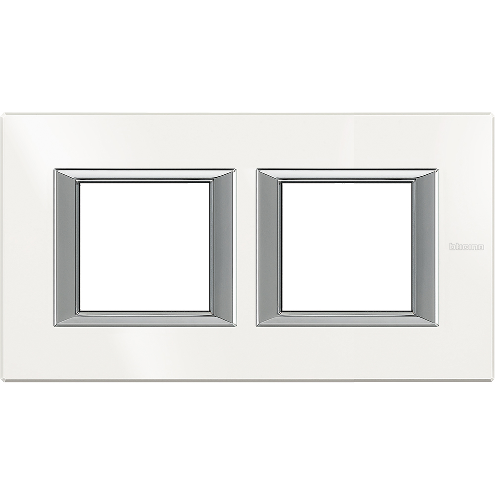 BTicino HA4802M2HHD, Axolute, Ramă Dreptunghiulară, Aluminiu Monocrom, 2+2 Module Orizontale, Alb