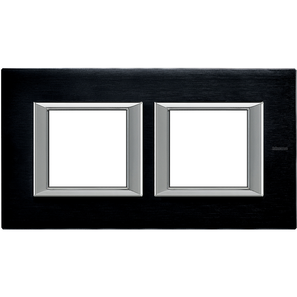 BTICINO HA4802M2HXS, Axolute Rectangular Frame, Glossy Aluminum, 2+2 Horizontal Modules, Anthracite