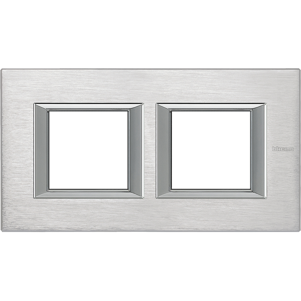 BTICINO HA4802M2HCR, Axolute Rectangular Frame, Anodized Aluminum, 2+2 Horizontal Modules, Chrome