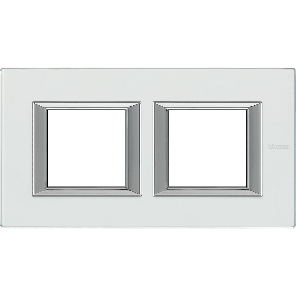 BTICINO HA4802M2HVKA, Axolute Rectangular Frame, Glass, 2+2 Horizontal Modules, Crystal