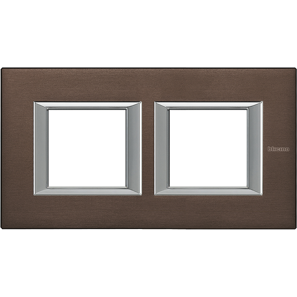 BTicino HA4802M2HBR, Axolute, Ramă Dreptunghiulară, Aluminiu Anodizat, 2+2 Module Orizontale, Bronz