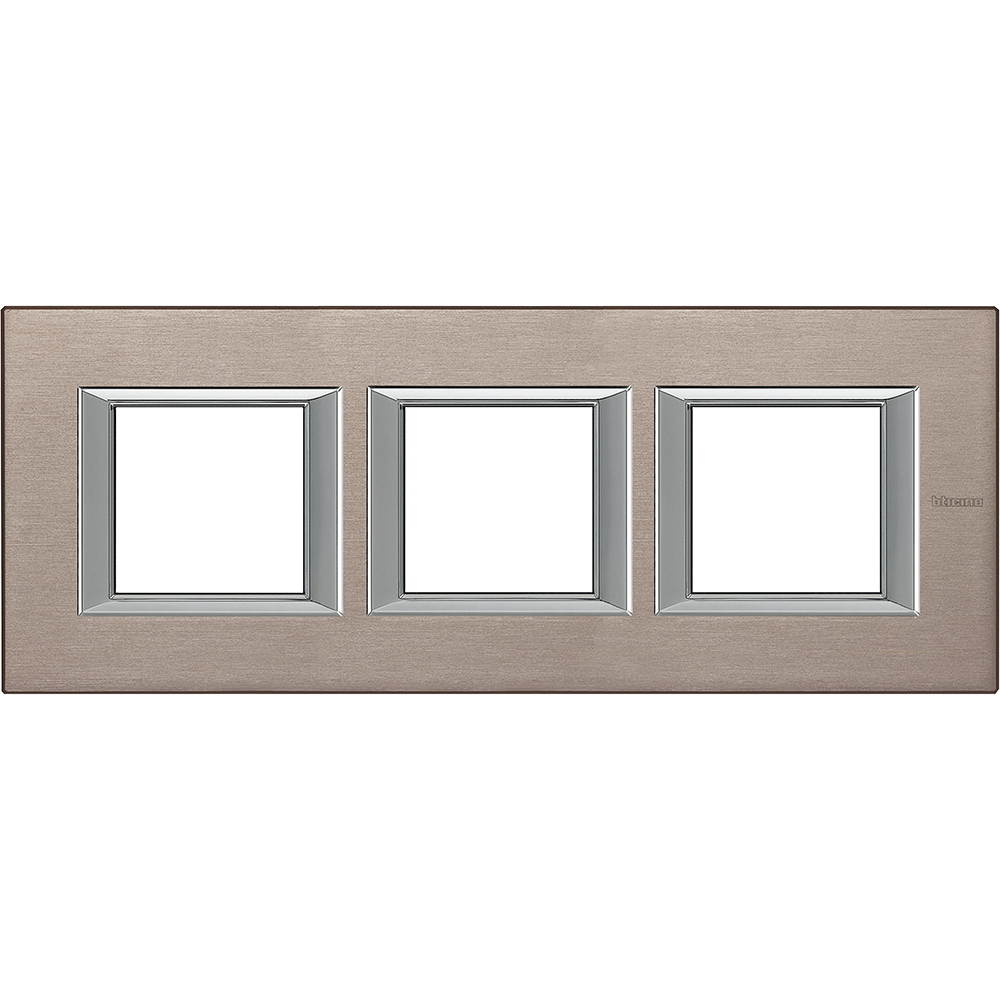 BTICINO HA4802M3HNX, Axolute Rectangular Frame, Glossy Aluminum, 2+2+2 Horizontal Modules, Titanium
