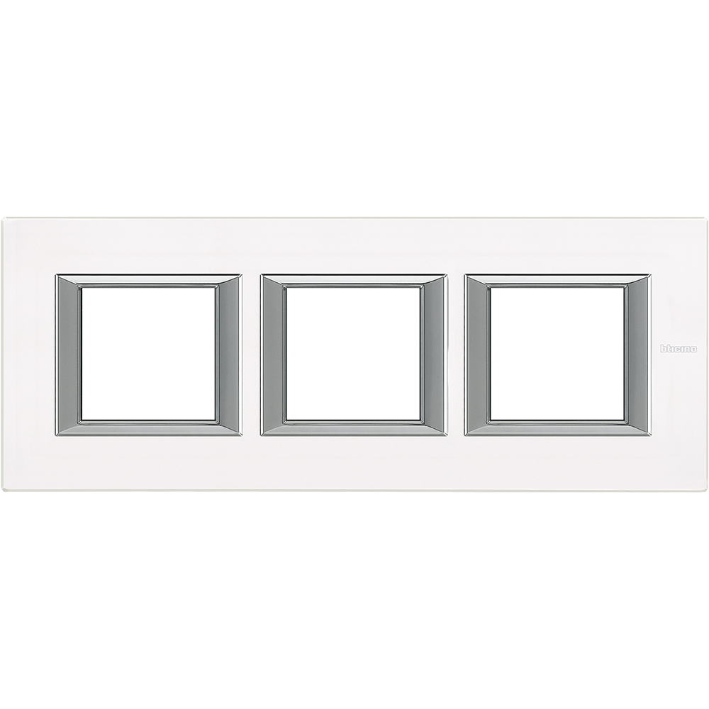 BTICINO HA4802M3HVBB, Axolute Rectangular Glass Frame 2+2+2 Horizontal Modules, White Glass