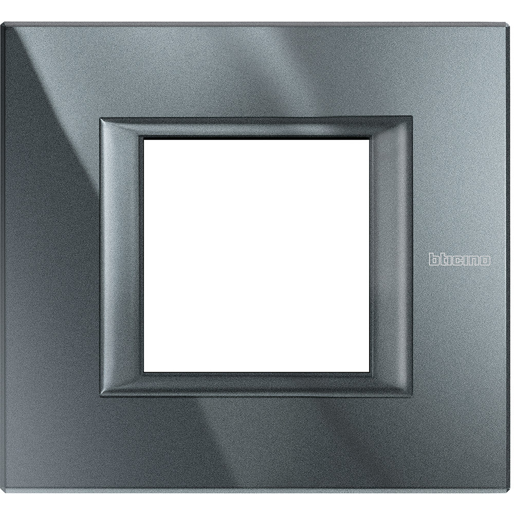 BTICINO HA4802HS, Axolute Rectangular Frame, Monochrome Aluminum, 2 Modules, Anthracite