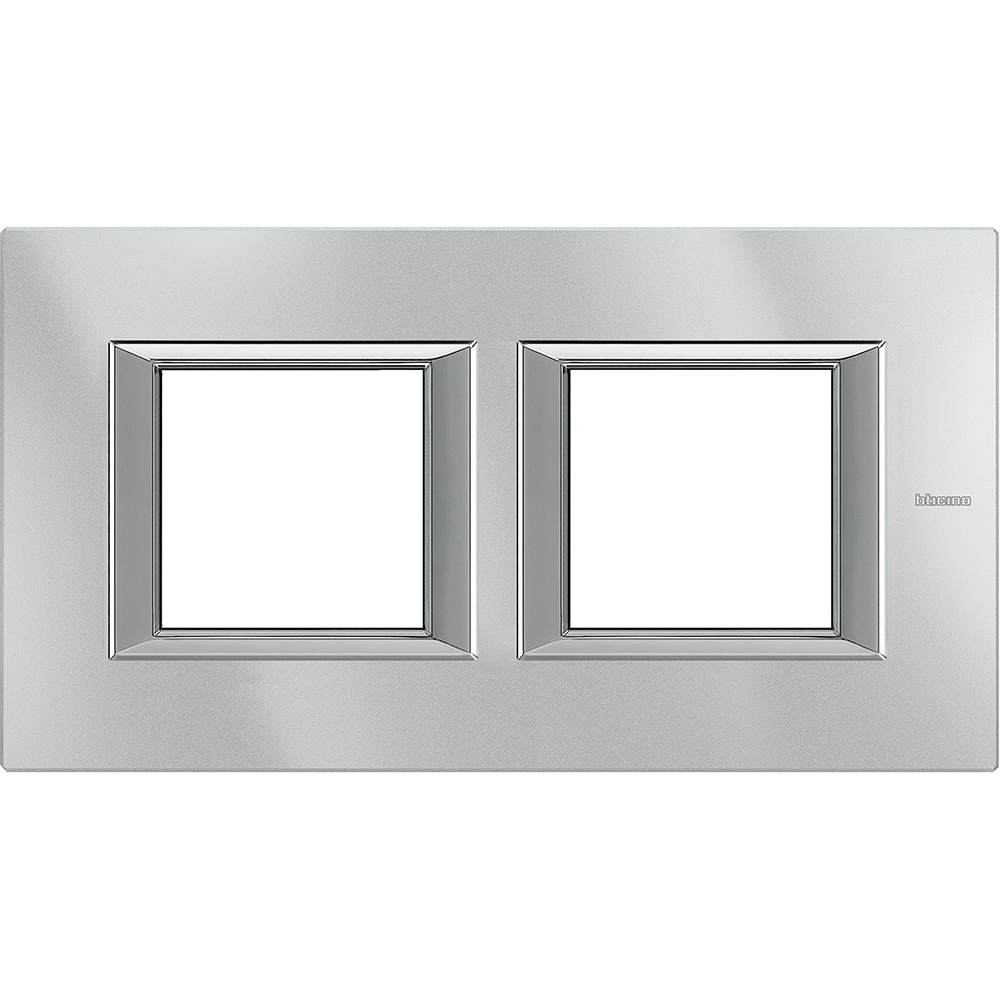 BTICINO HA4802M2HHC, Axolute Rectangular Frame, Monochrome Aluminum, 2+2 Horizontal Modules, Aluminum