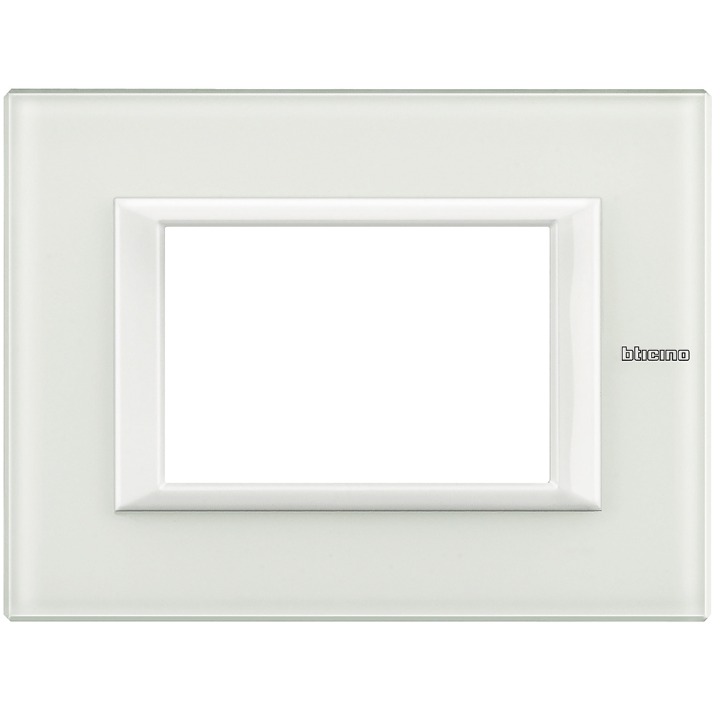 BTICINO HA4803VBB, Axolute Rectangular Glass Frame, 3 Modules, White Glass