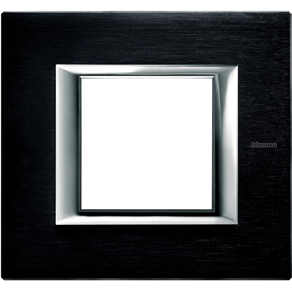 BTicino HA4802XS, Axolute, Ramă Dreptunghiulară, Aluminiu Lucios, 2 Module, Antracit