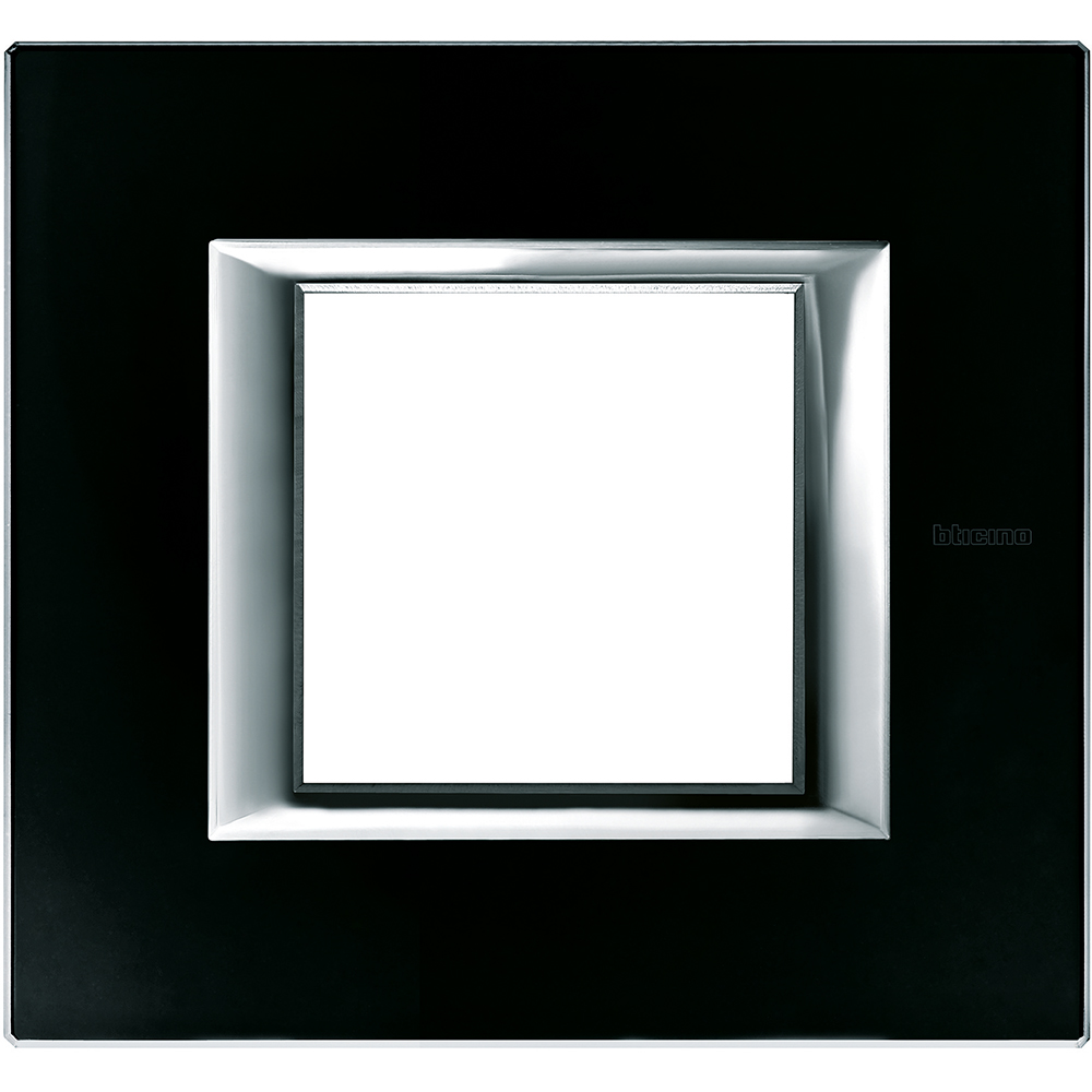 BTICINO HA4802VNN, Axolute Rectangular Frame, Glass, 2 Modules, Midnight Black
