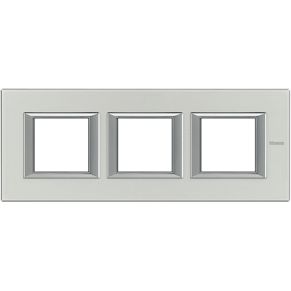 BTICINO HA4802M3HXC, Axolute Rectangular Frame, Glossy Aluminum, 2+2+2 Horizontal Modules, Natural