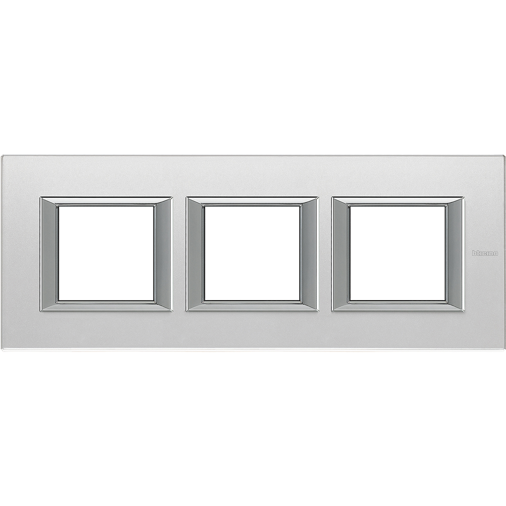 BTicino HA4802M3HVSA, Axolute, Ramă Dreptunghiulară din Sticlă, 2+2+2 Module Orizontale, Oglindă Mată