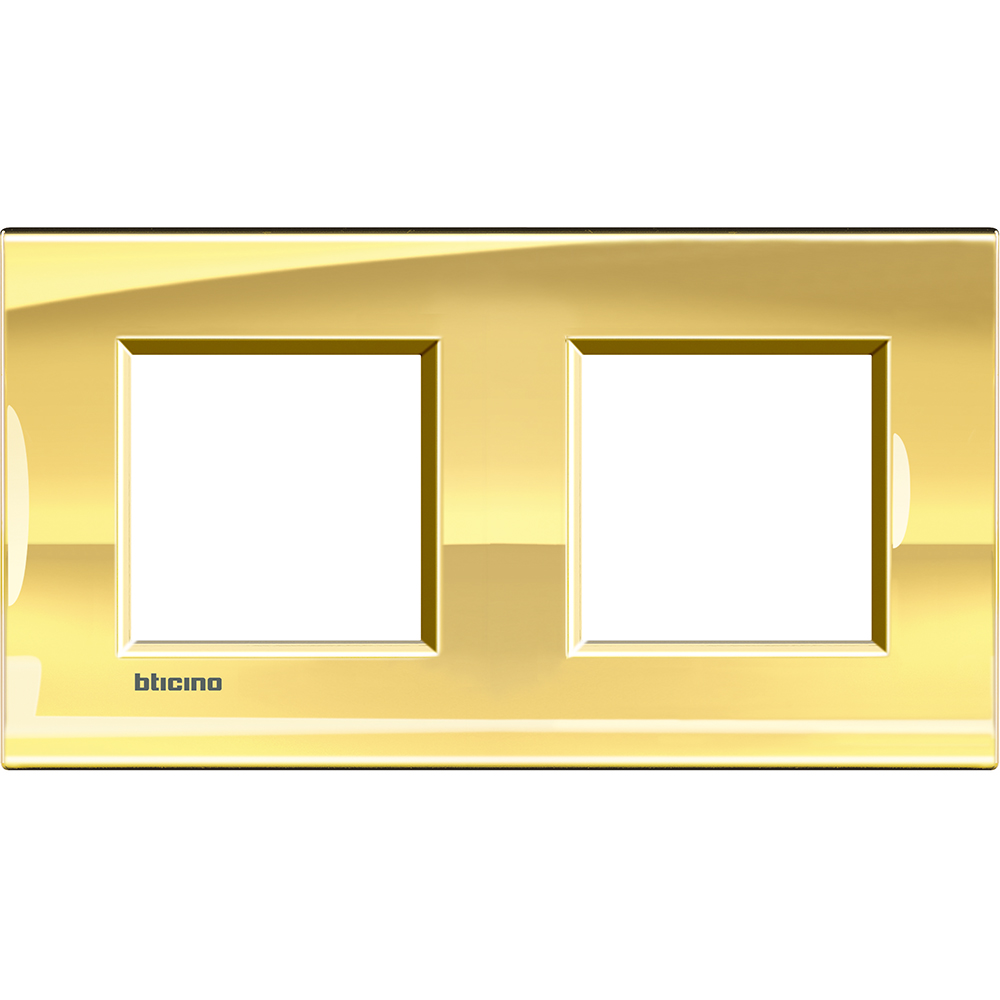 BTICINO LNA4802M2OA, Living Light 2 + 2 Gold Frame
