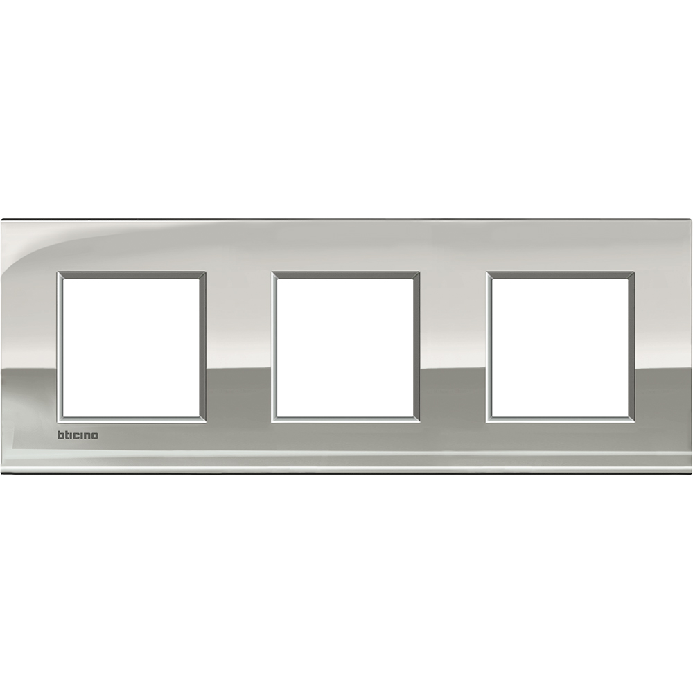 BTICINO LNE4802M3PL, Living Light Air 2+2+2 Frame with 71 mm Spacing, Palladium Gold
