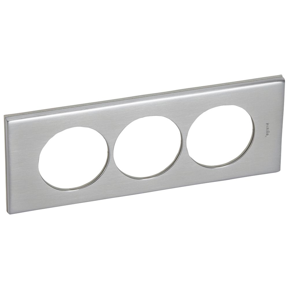 Legrand 069109, Placă Céliane, Materiale, 3 Module, pentru Renovare, Oțel Inoxidabil Periat