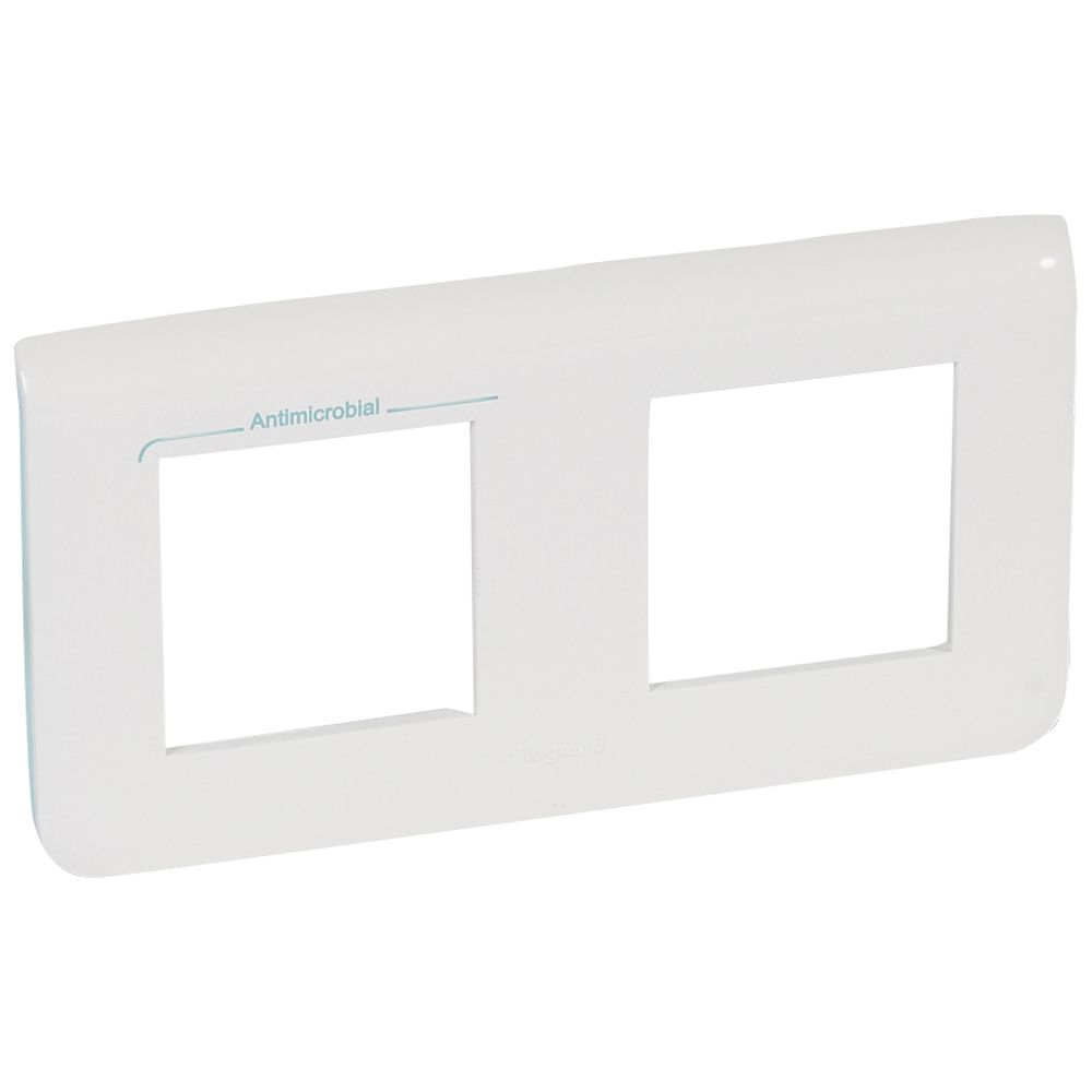 LEGRAND 078725, Mosaic White Antimicrobial Frame, for 2 for 2 Horizontal Modules