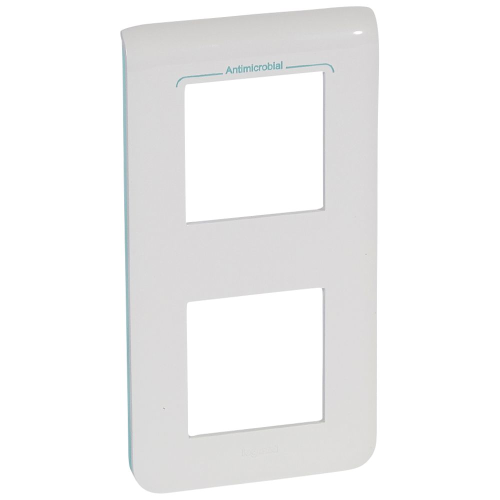 LEGRAND 078723, Mosaic White Antimicrobial Frame, for 2 for 2 Vertical Modules