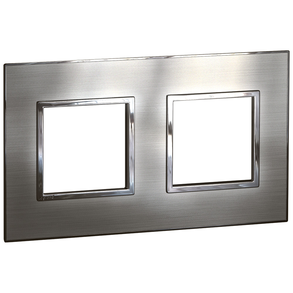 LEGRAND 575026, Arteor Frame, French/German Standard, 2 for 2 Modules Stainless Steel
