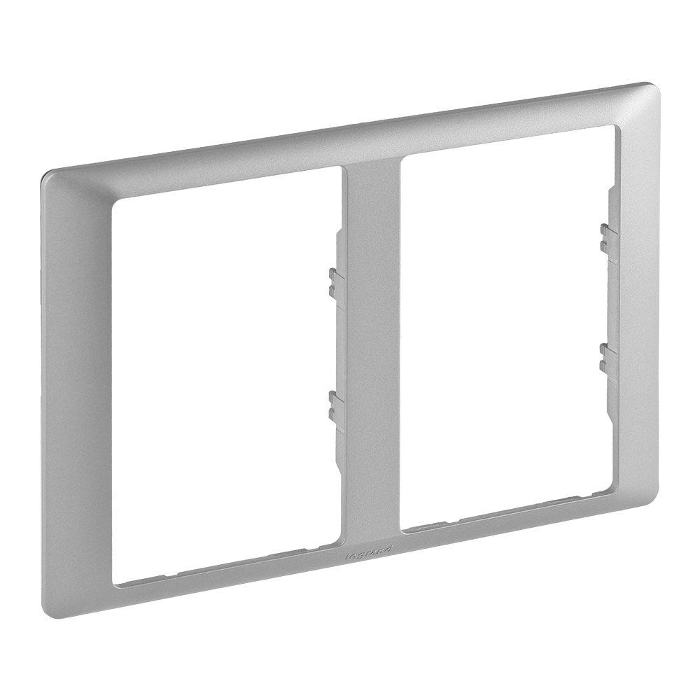 Legrand 754242, Ramă Valena Life, Ramă Dublă, Priză Dublă 2x2P+T, Aluminiu