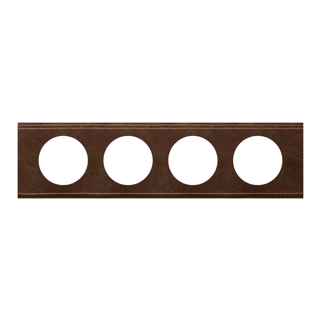 LEGRAND 069404, Céliane Plate, Materials, 4 Modules, Textured Brown Leather