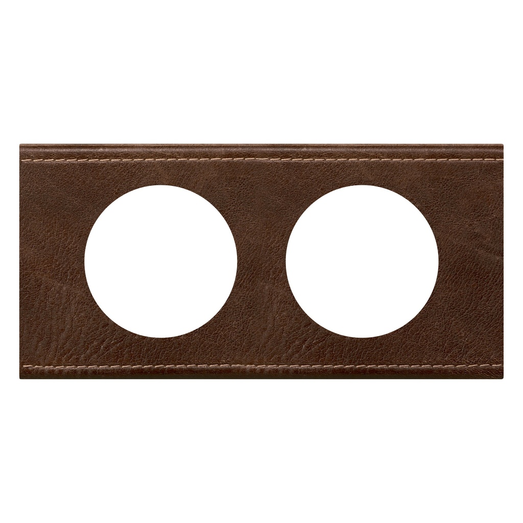 LEGRAND 069402, Céliane Plate, Materials, 2 Modules, Textured Brown Leather