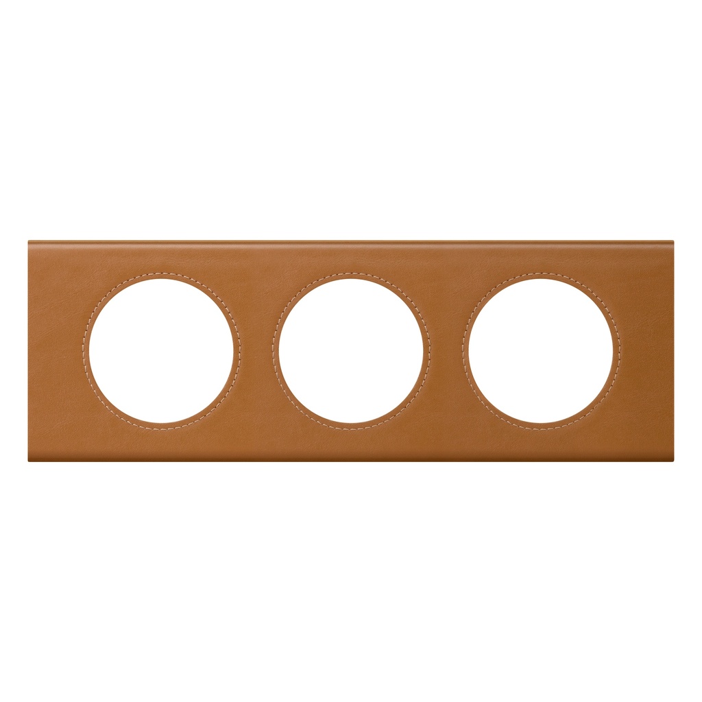 LEGRAND 069423, Céliane Plate, Materials, 3 Modules, Caramel Leather