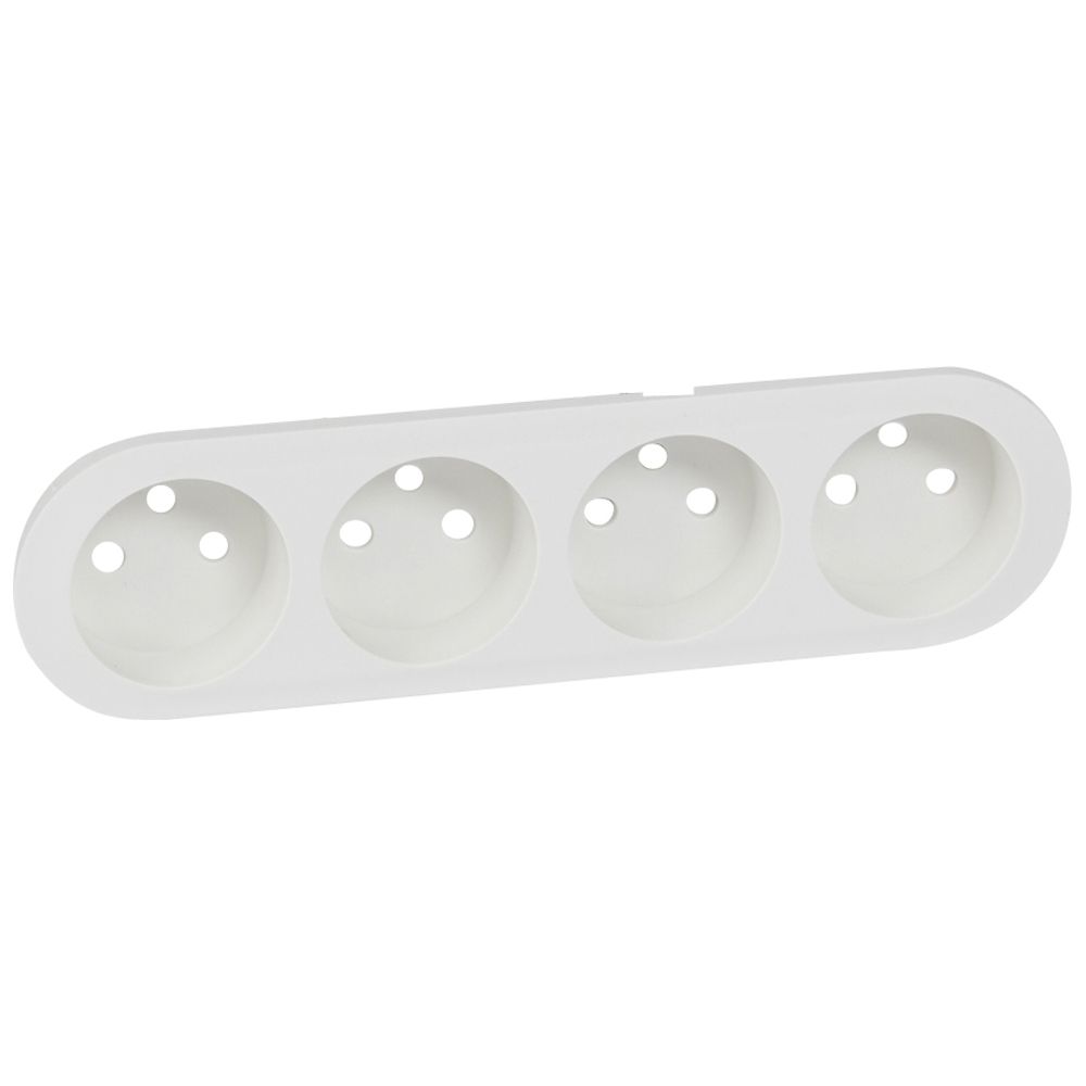 Legrand 068125, Placă Céliane, 4 × priză compactă 2P+T pre-cablată, Alb  