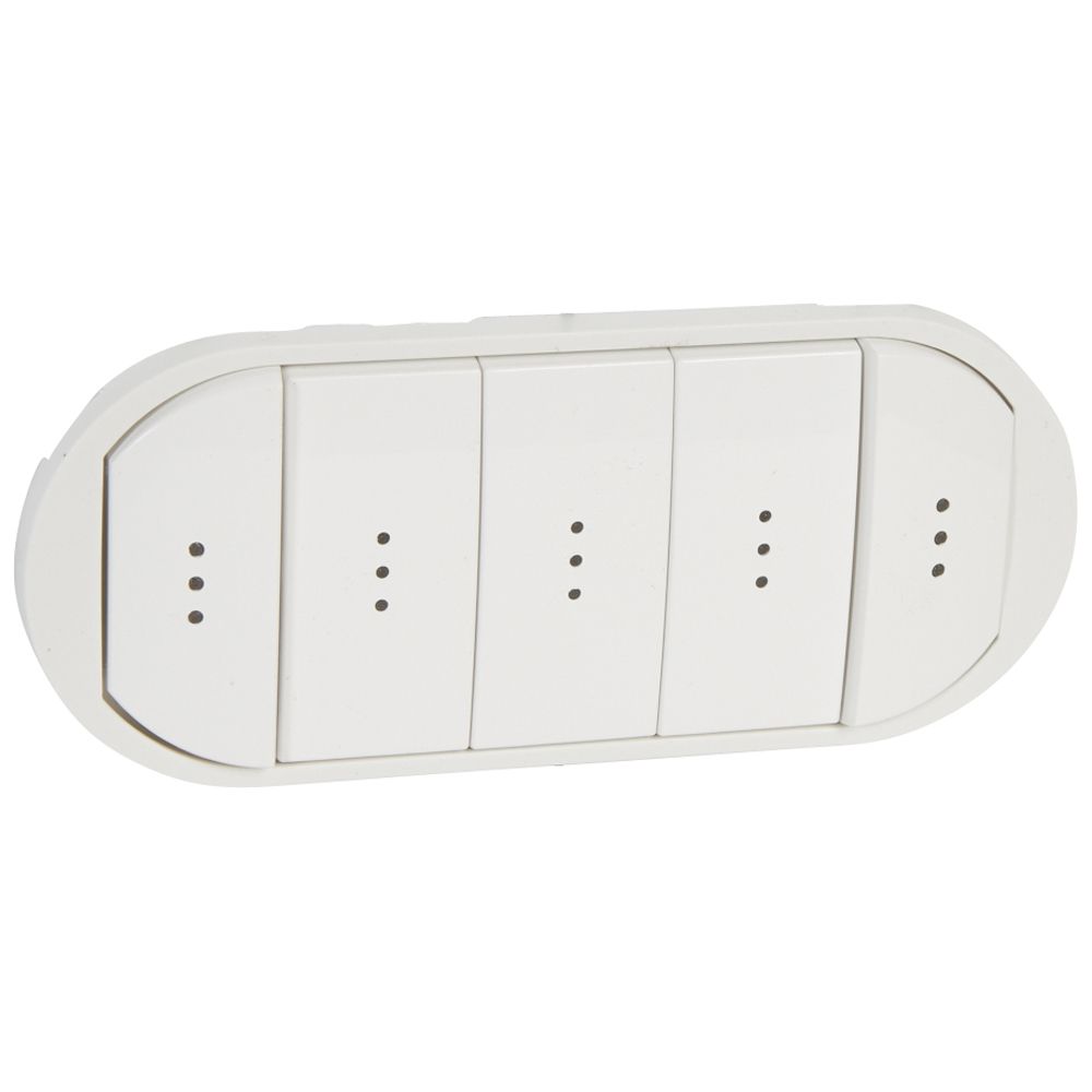 LEGRAND 068020, Céliane Plate, 5-Command Compact Switch/Button with Light Indicator, Large Key, White