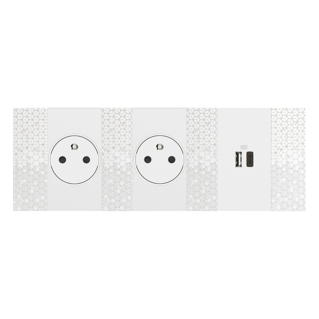 BTICINO KW12C, L.Now, USB Charger Plate 2 Modules White