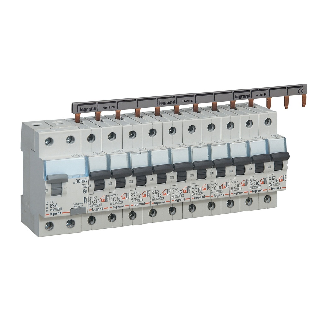 Legrand 403002, Întrerupător automat diferențial (RCCB) TX³, 2P, 230 V, 30 mA, 63 A, tip AC, Incompatibil cu accesorii auxiliare