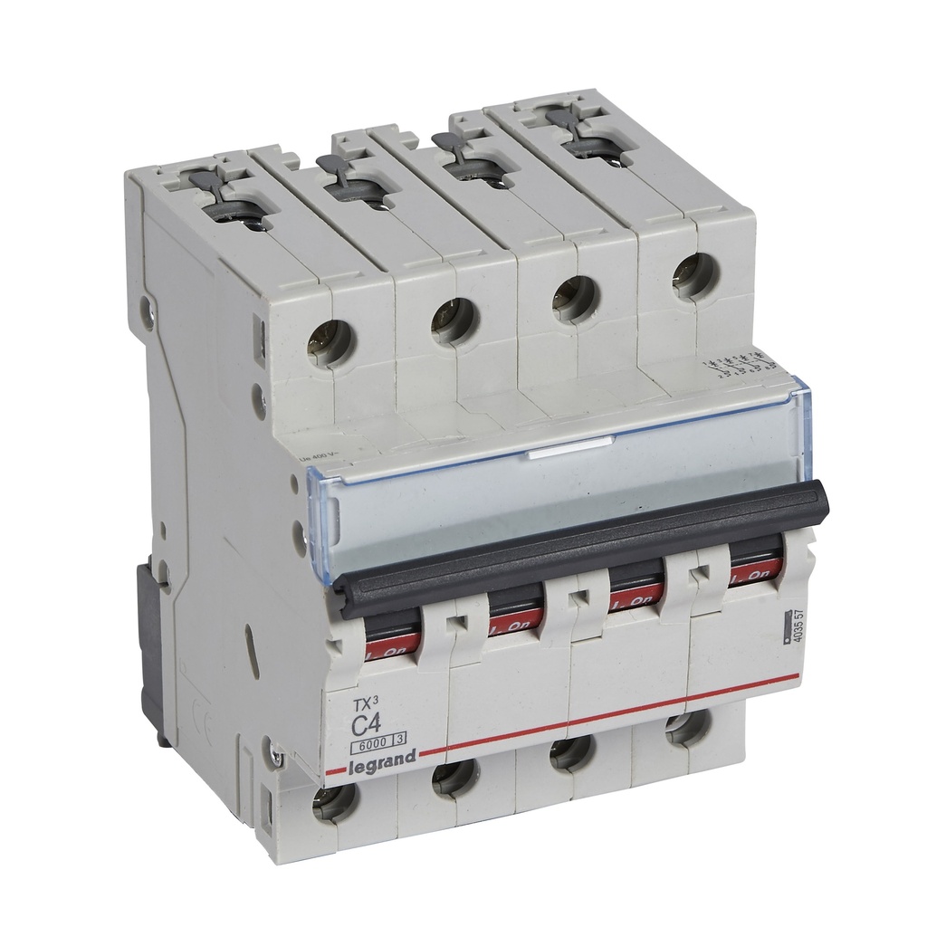 LEGRAND 403557, TX³ MCB, 4P, 4 A, Curve C, 6 kA