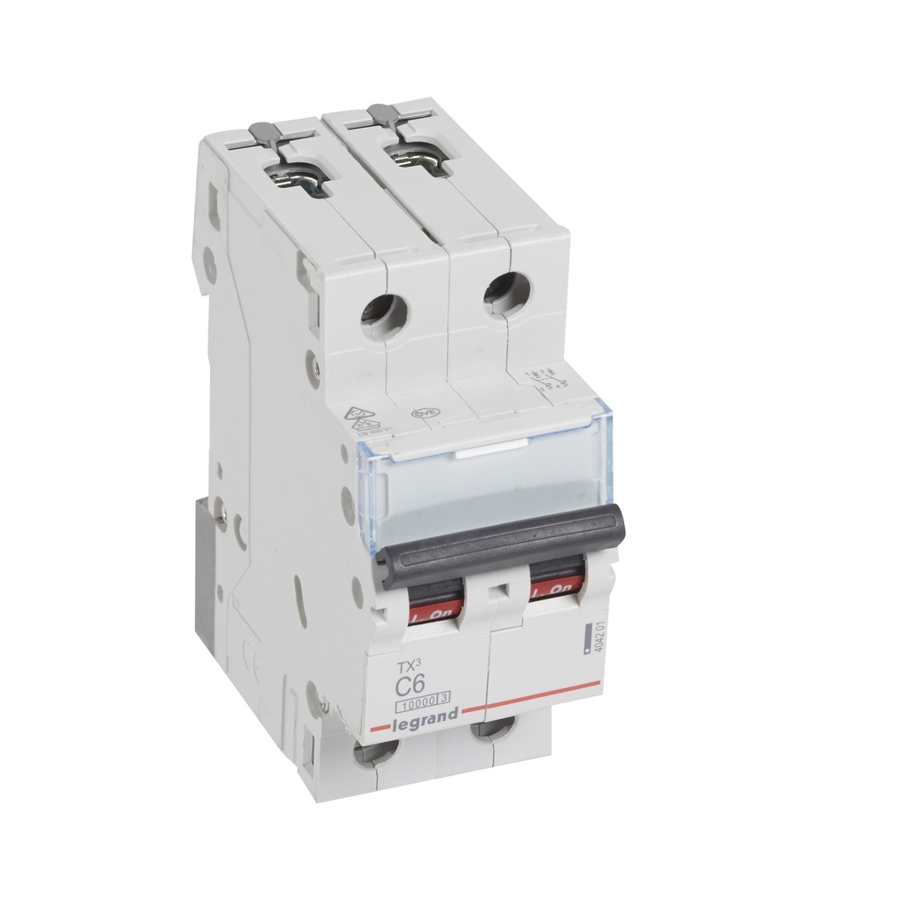 LEGRAND 404201, MCB TX³ 10000, 2P, 230/400 V, 6 A, Curbă C