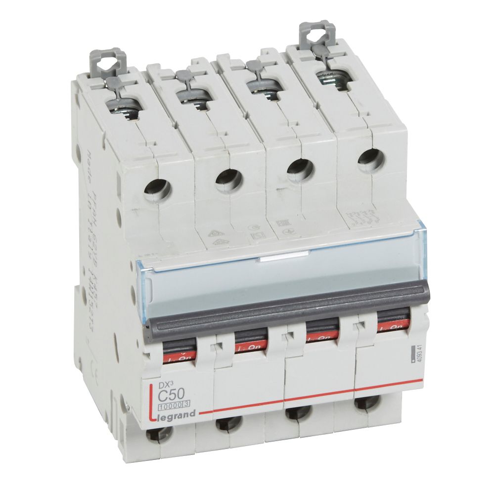 LEGRAND 409341, DX³ 10000 MCB, 4P, 50 A, Curve C, 16 kA, 400 V