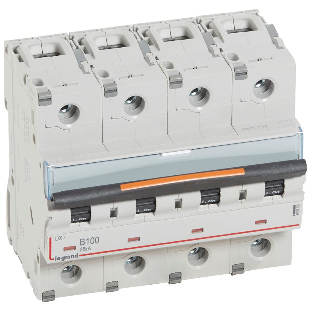 LEGRAND 409750, Disjunctor DX³-4P-400V-100A-25kA-Curbă B, 6M
