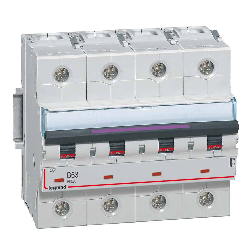 LEGRAND 410128, Disjunctor termo Magnetic DX³, 4P, 63 A, 50 kA, Curbă B, 6M