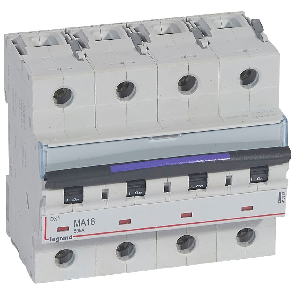 LEGRAND 410262, Disjunctor Magnetic simplu DX³, mA, 4P, 16 A, 50 kA, Curbă MA, 6M