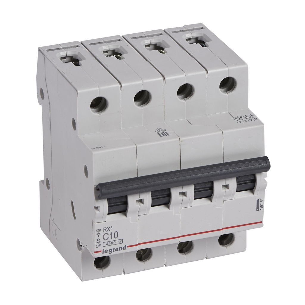 LEGRAND 419739, MCB RX³ 4500, 4P, 400V, 10 A, Curbă C