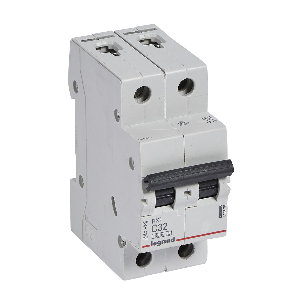 LEGRAND 419876, MCB RX³ 6000, 2P, 230/400 V, 32 A, C Curve, Comb Busbar Compatible