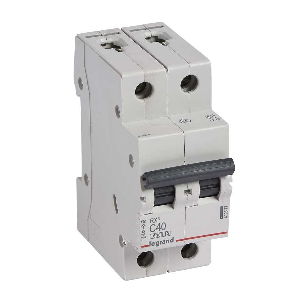 LEGRAND 419877, MCB RX³ 6000, 2P, 230/400V, 40 A, Curbă C, Compatibil cu bare de alimentare tip pieptene