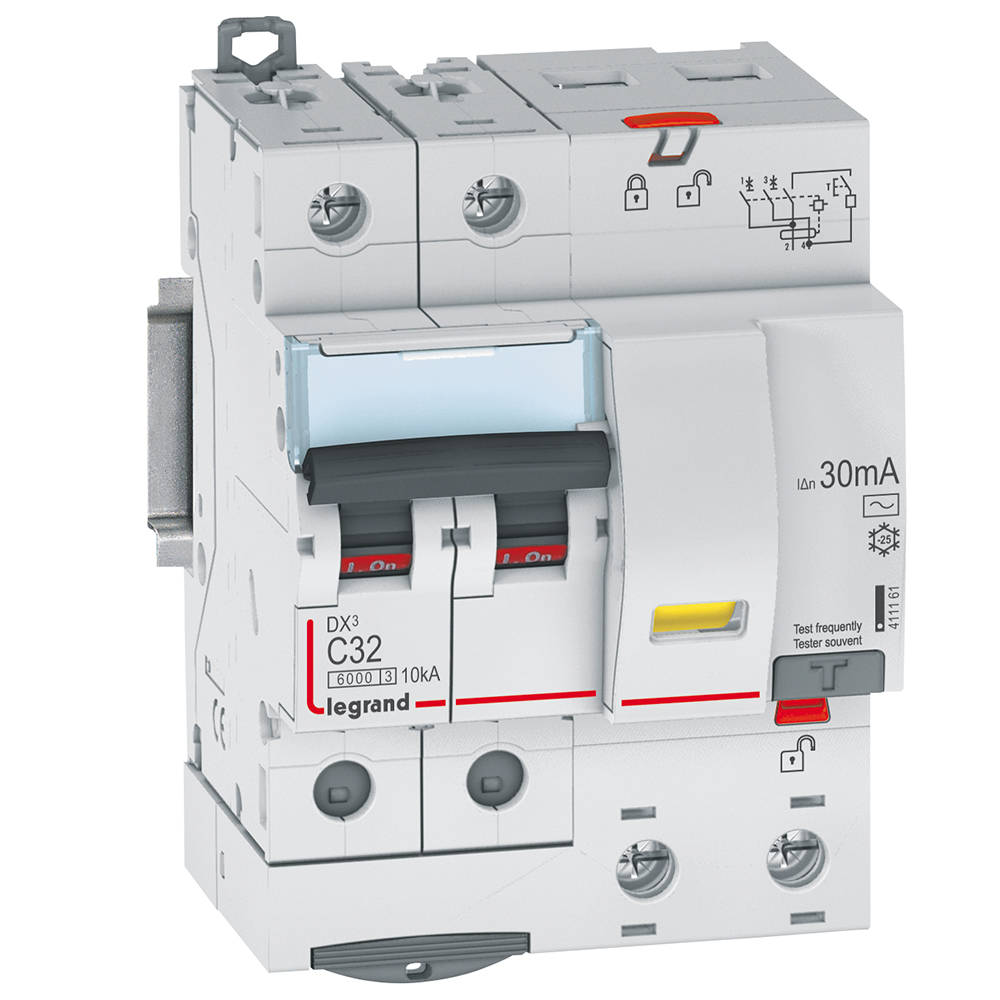 LEGRAND 411161, Disjunctor diferential, DX³ 6000 -10 kA -2P-230 V -32 A -30 mA, tip AC