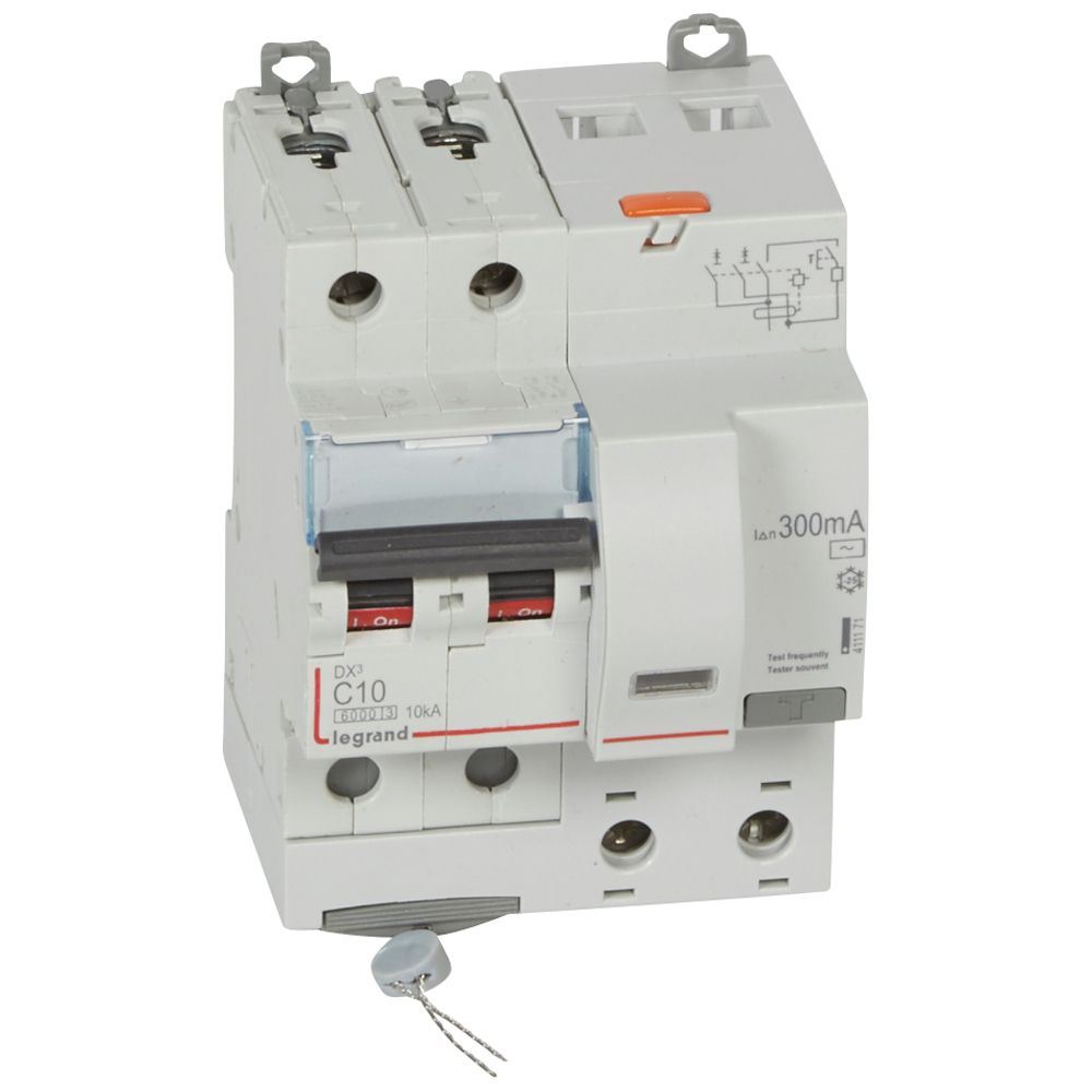 LEGRAND 411171, Residual Current Breaker DX³ 6000, 10 kA, 2P, 230 V, 10 A, 300 mA, Type AC