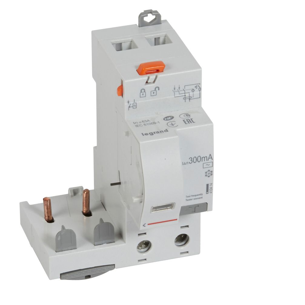 LEGRAND 410414, Differential Block, 2P, 230 V, 63 A, 300 mA, Type AC, for 1 DX³ Module