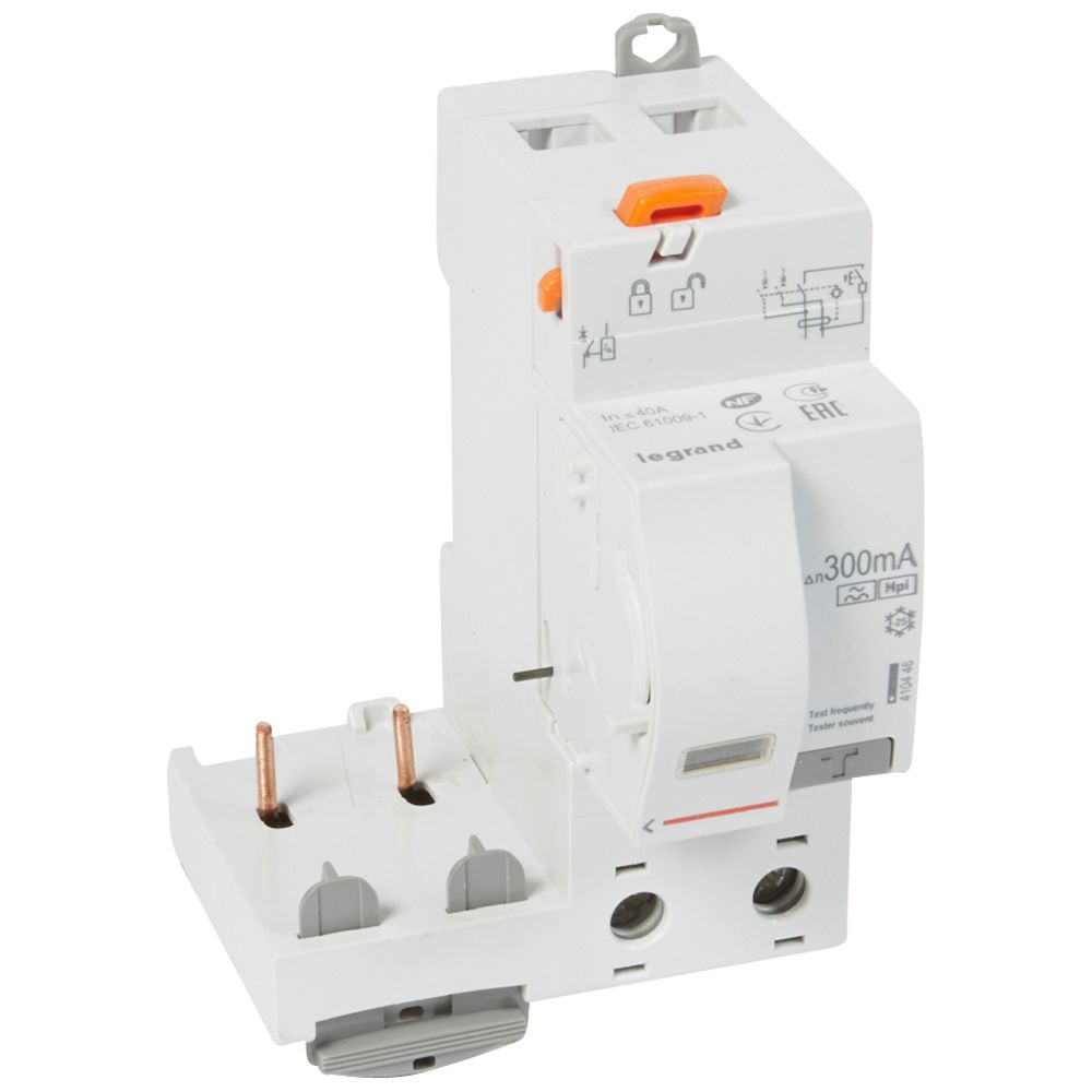 LEGRAND 410446, Bloc diferențial adaptare DX³-șurub-2P-230/400 V-40 de tip A Hpi-300 mA, Disjunctor 1 mod/pol