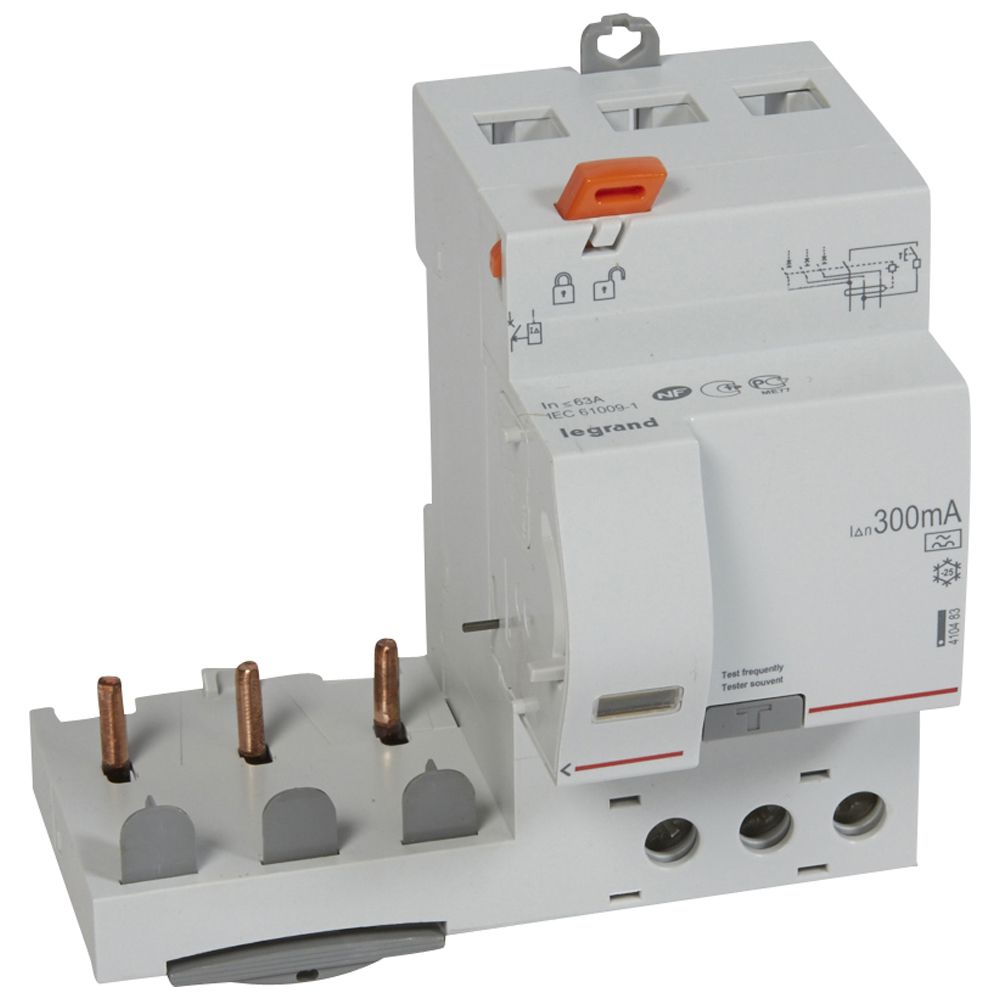 LEGRAND 410483, Bloc diferential, 3P, 400 V, 63 A, 300 mA, tip A, pentru 1 modul DX³